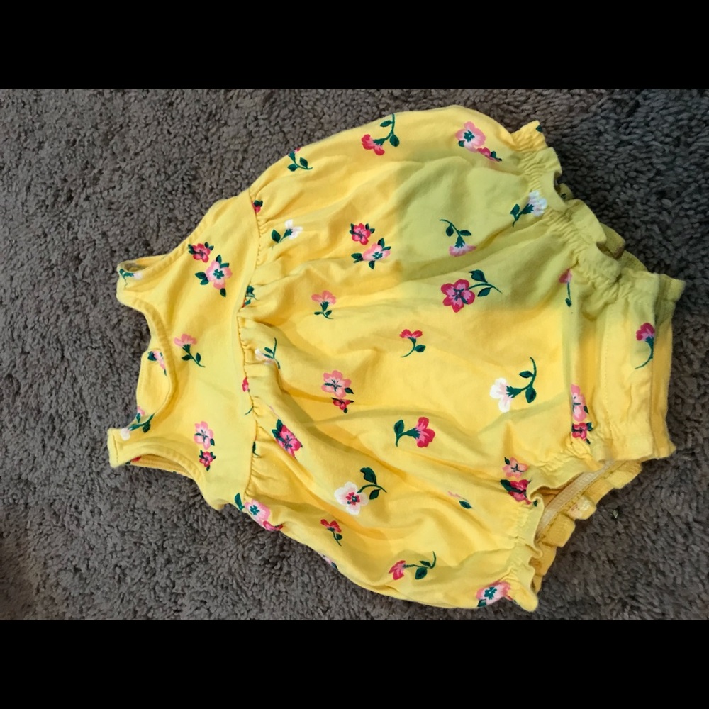 Old Navy 0-3 M yellow floral romper.